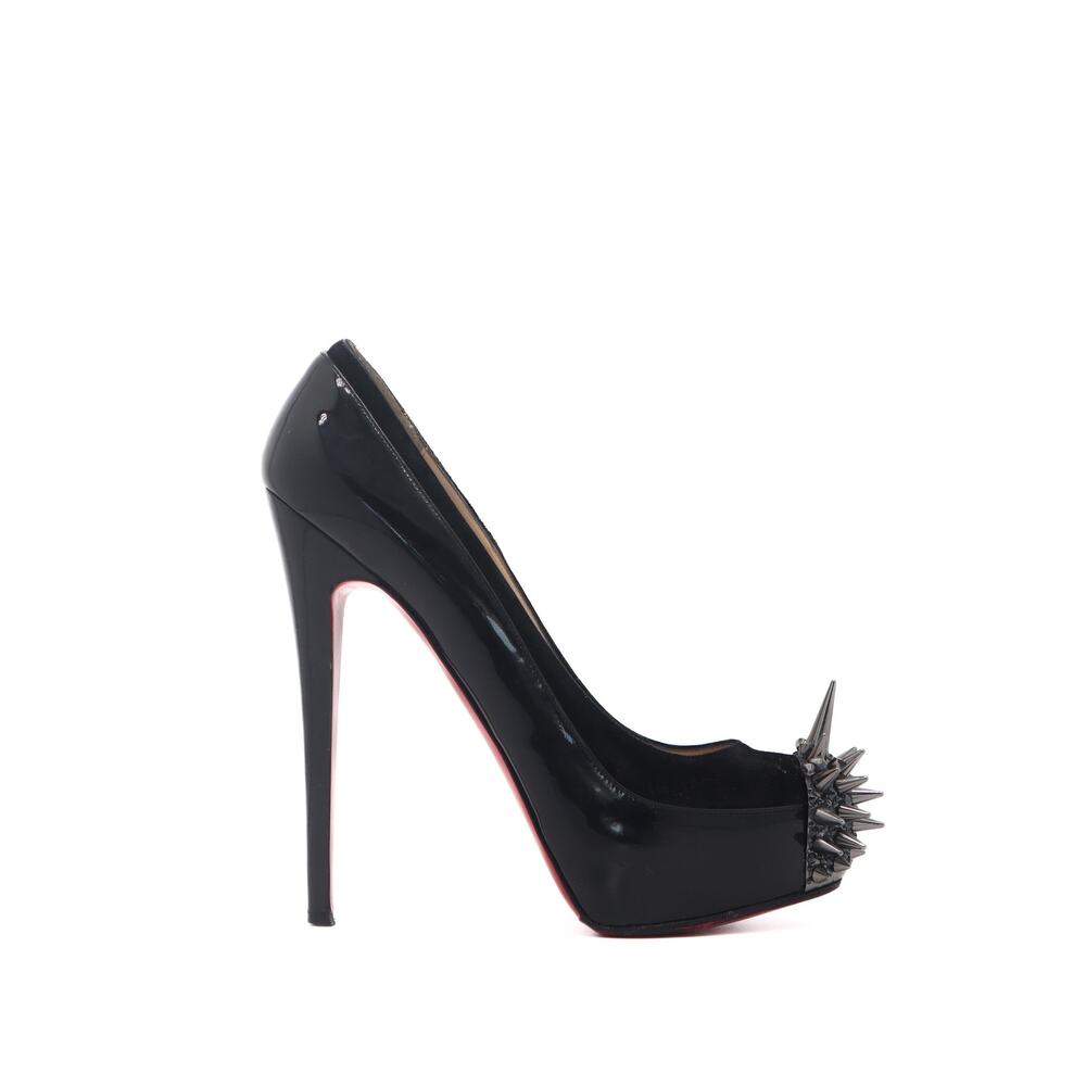 Christian Louboutin Asteroid Black Patent Leather Suede Spiked Pumps 40.5